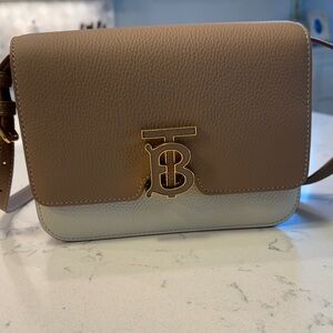 Burberry Leather Tan and Cream Bag